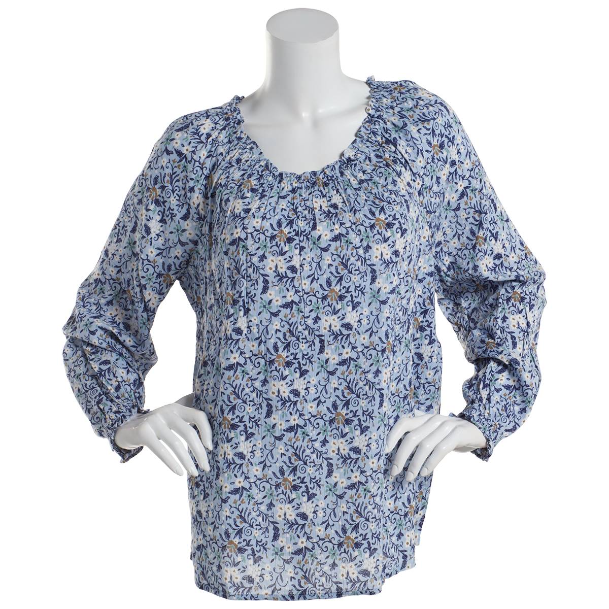 Womens Architect(R) Long Sleeve Peasant Floral Scroll Blouse