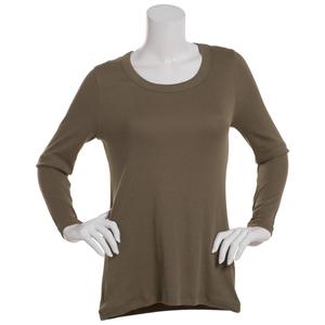 Plus Size Architect(R) Long Sleeve 2x2 Solid Rib Scoop Neck Tee alternate view