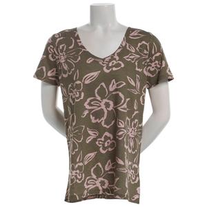 Plus Size Architect(R) Short Sleeve V Neck Abstract Floral Tee