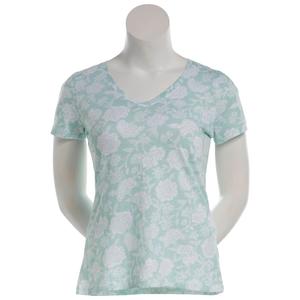 Petite Architect(R) Short Sleeve V Neck Vine Floral Tee