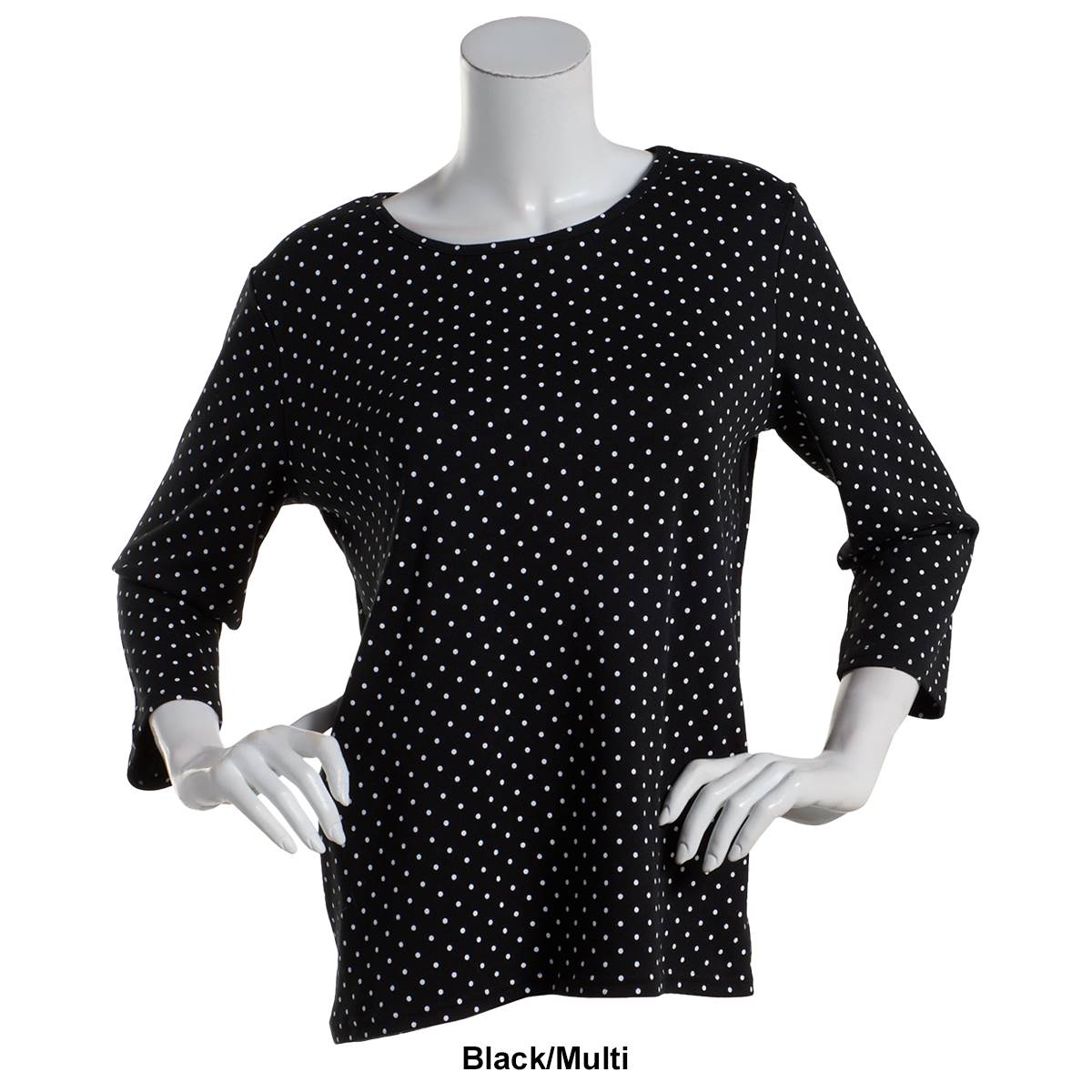 Womens Hasting & Smith 3/4 Sleeve Polka Dot Open Crew Neck Tee