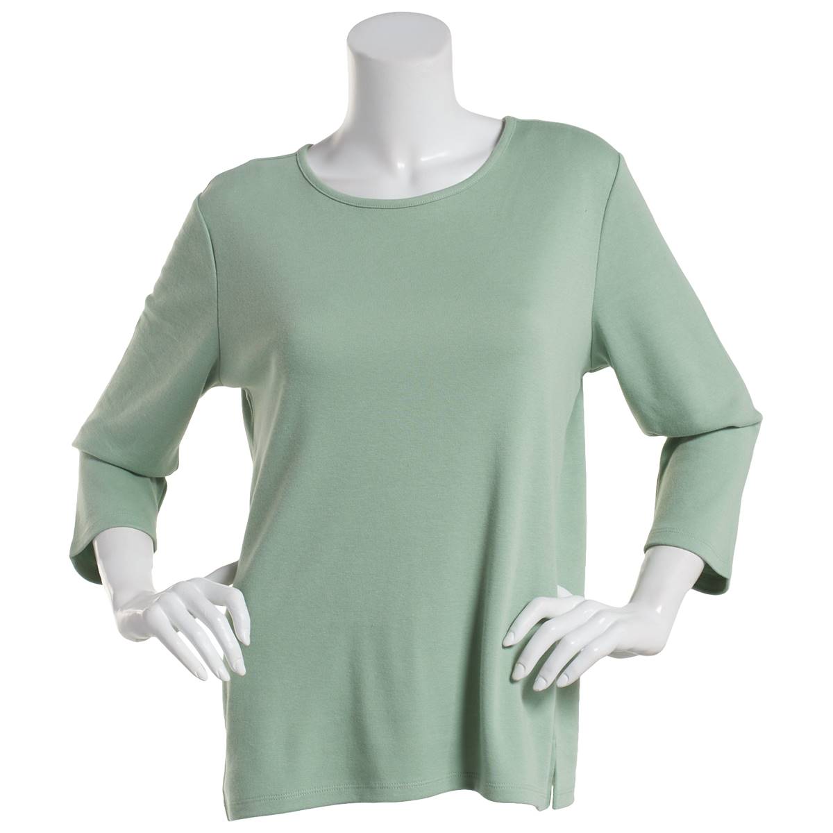 Plus Size Hasting & Smith 3/4 Sleeve Solid Open Crew Neck Tee