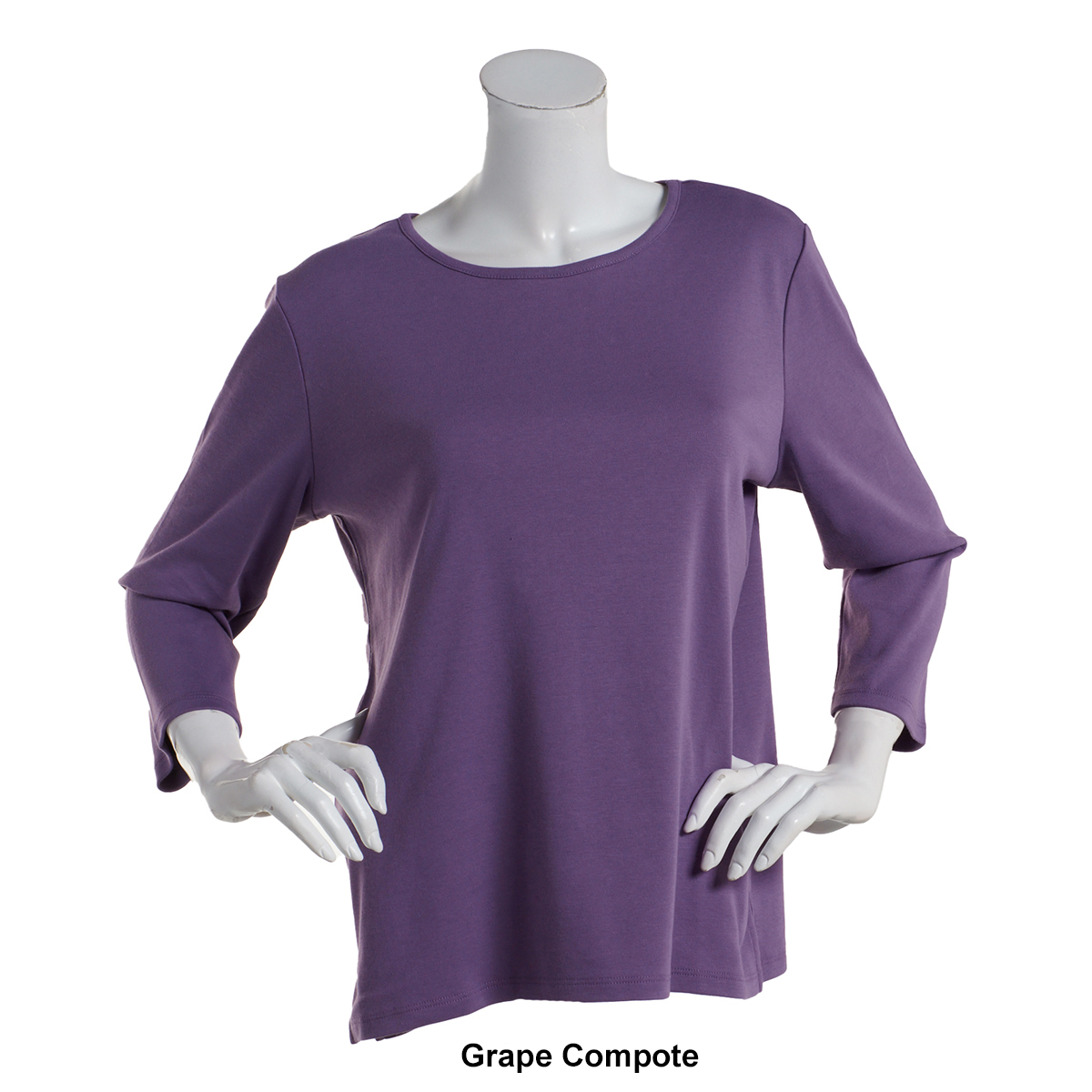 Plus Size Hasting & Smith 3/4 Sleeve Solid Open Crew Neck Tee