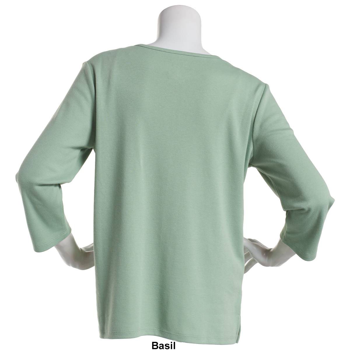 Plus Size Hasting & Smith 3/4 Sleeve Solid Open Crew Neck Tee