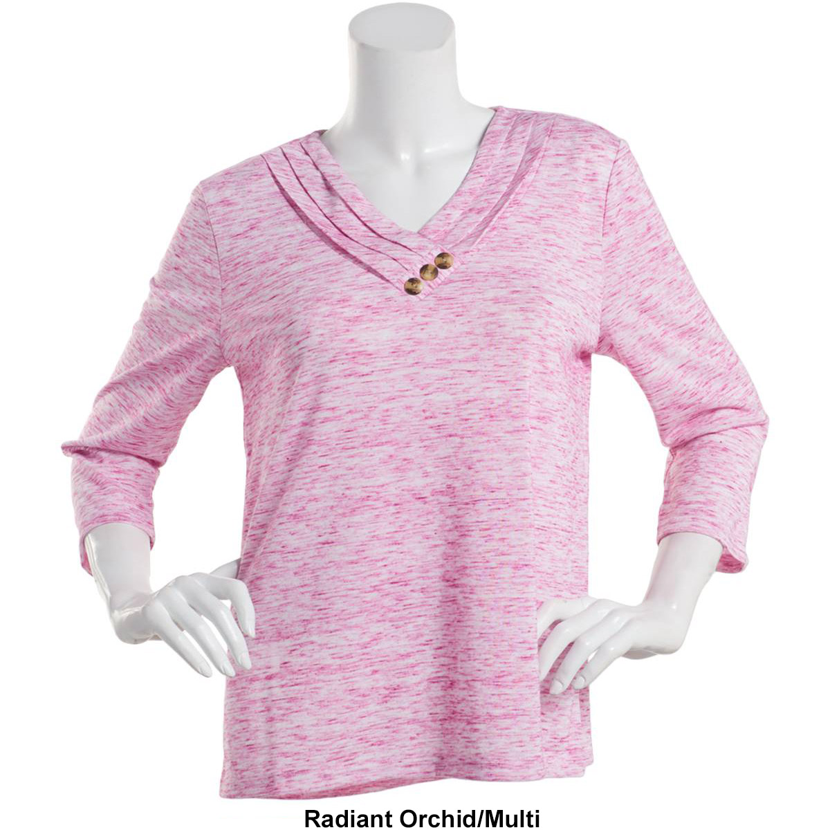 Plus Size Hasting & Smith 3/4 Sleeve Pleat Crossover V-Neck Tee