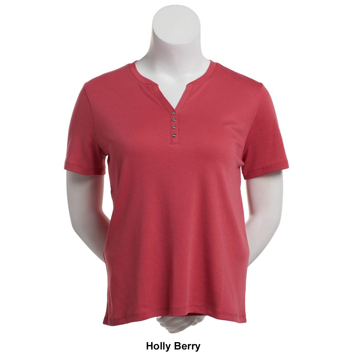 Womens Hasting & Smith Short Sleeve Solid Henley Tee