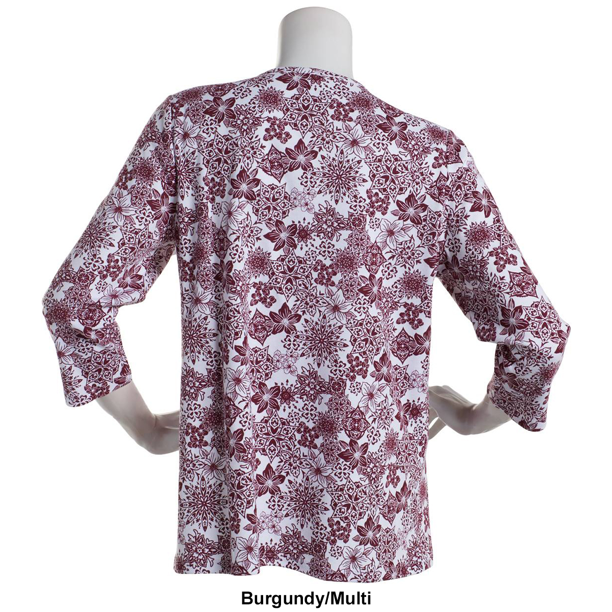 Plus Size Hasting & Smith 3/4 Sleeve Floral Split Neck Tee