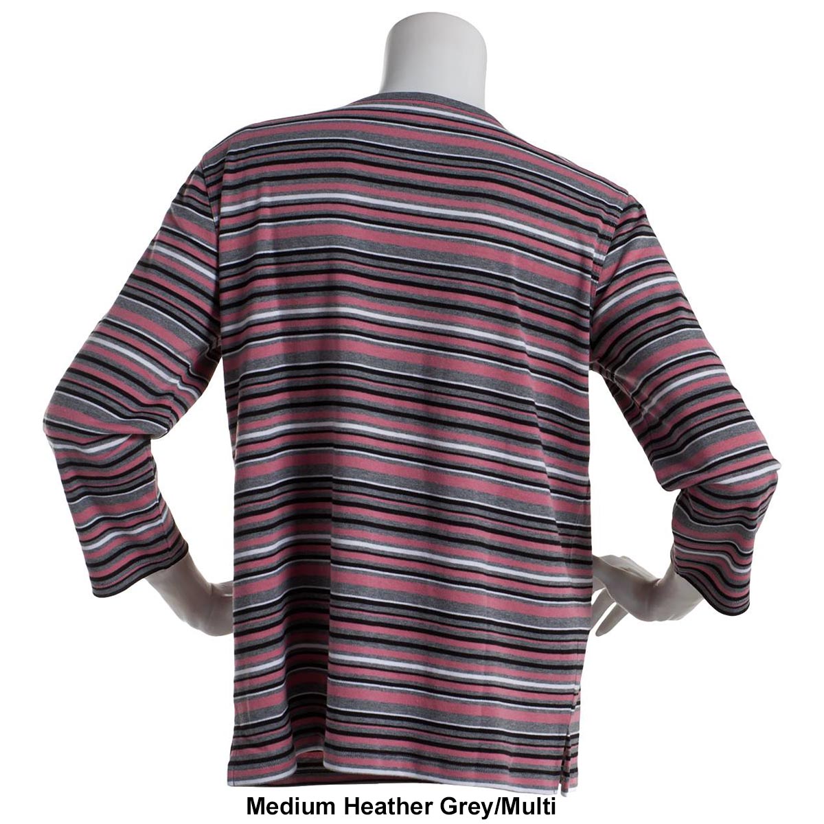 Womens Hasting & Smith 3/4 Sleeve Stripe Open Crew Neck Tee