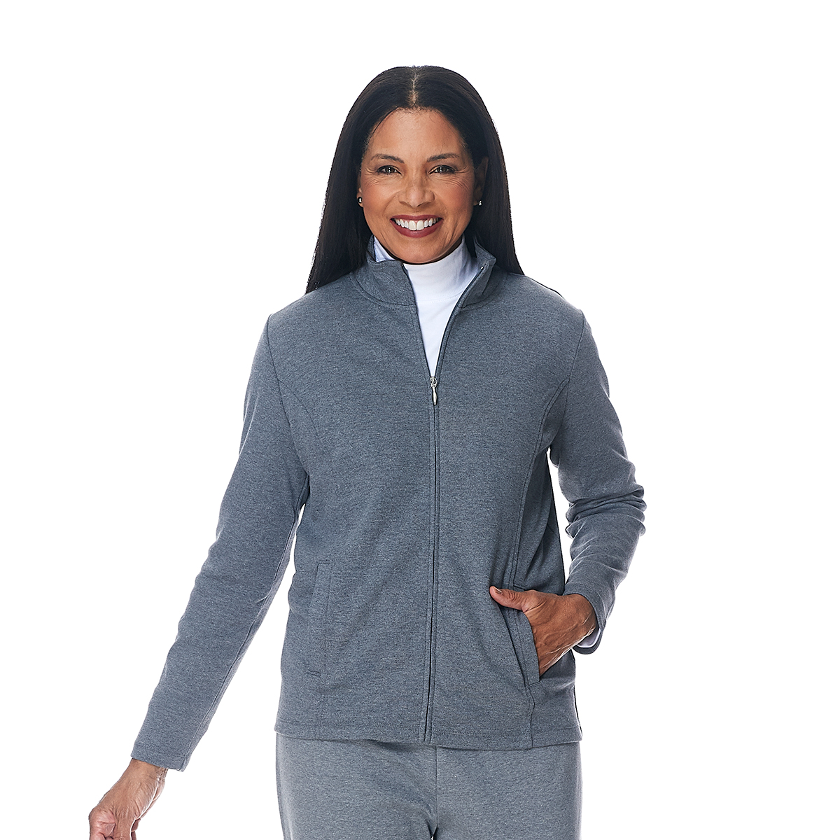 Petite Hasting & Smith Long Sleeve Mock Neck Zip Jacket