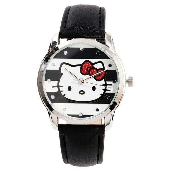 Womens Hello Kitty(R) Face Stripe Dial Watch - HK5028