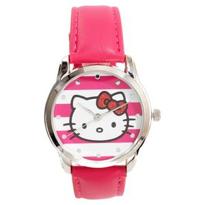 Womens Hello Kitty(R) Face Stripe Dial Watch - HK5029