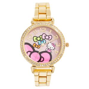 Womens Hello Kitty(R) Gold-Tone Bow Theme Dial Watch - HK8040