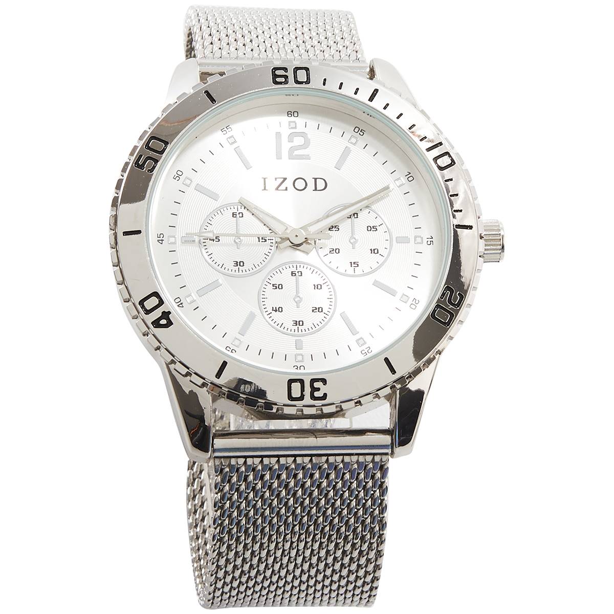 Mens IZOD(R) Silver Mesh Watch - IZO5183