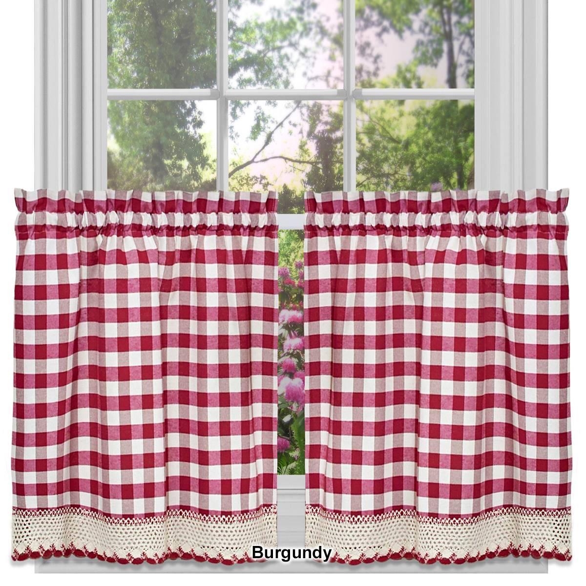 Achim Buffalo Check Window Rod Pocket Tier Pair Curtains