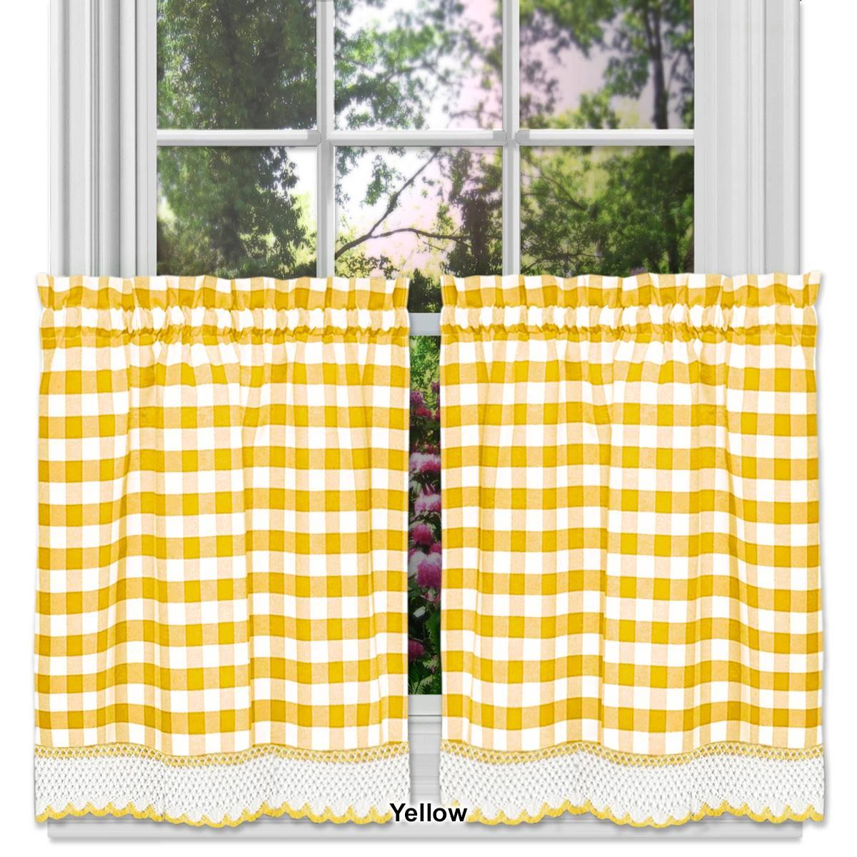 Achim Buffalo Check Window Rod Pocket Tier Pair Curtains