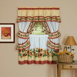 Achim Black Eyed Susan Cottage Kitchen Curtain Set