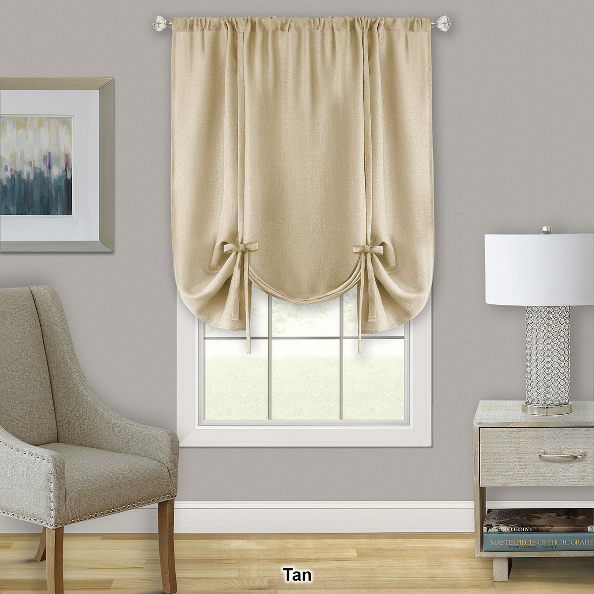 Achim Darcy Tie Up Rod Pocket Curtain Shade