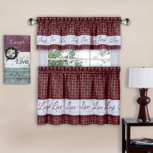 Achim Live Love Laugh Kitchen Curtain Set