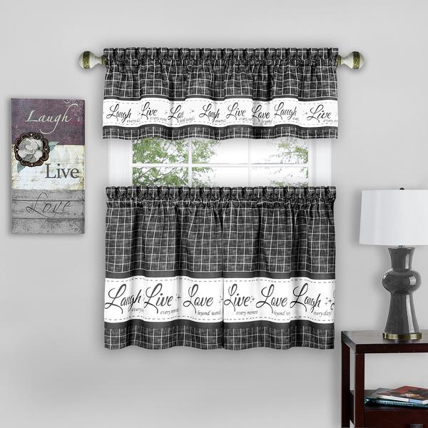 Achim Live Love Laugh Kitchen Curtain Set