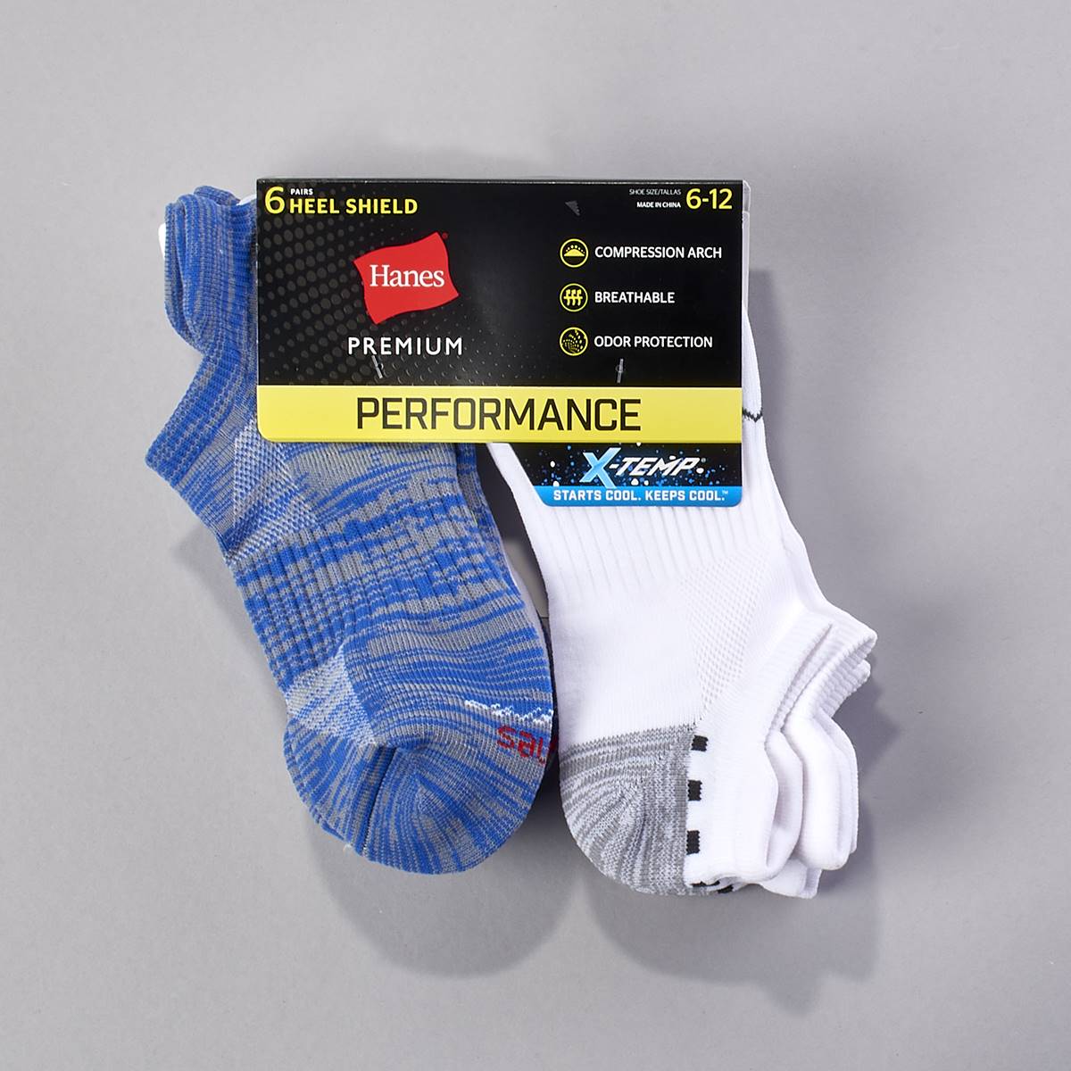 Mens Hanes(R) 6pk. Premium Heel Shield Socks