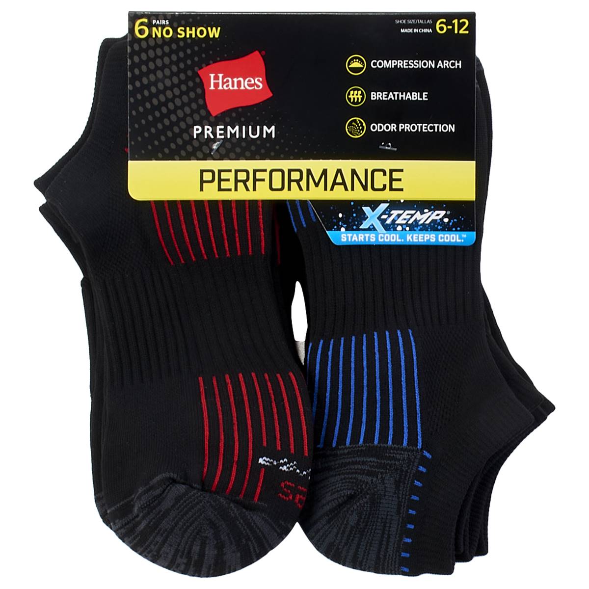 Mens Hanes(R) 6pk. Performance No Show Socks