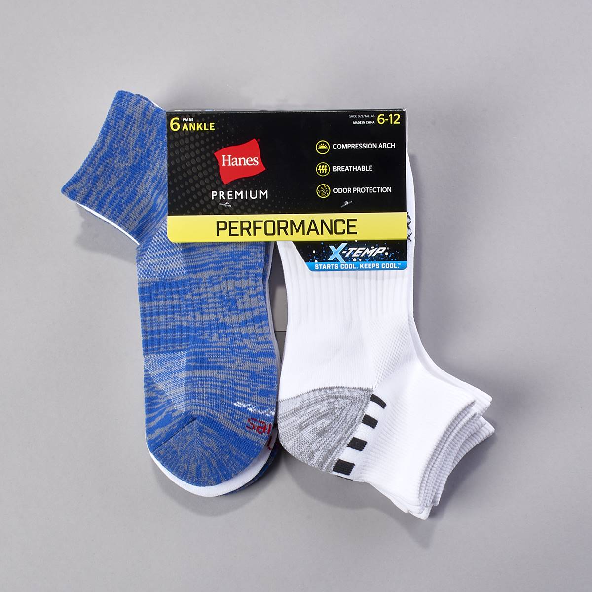 Mens Hanes(R) 6pk. Performance Ankle Socks