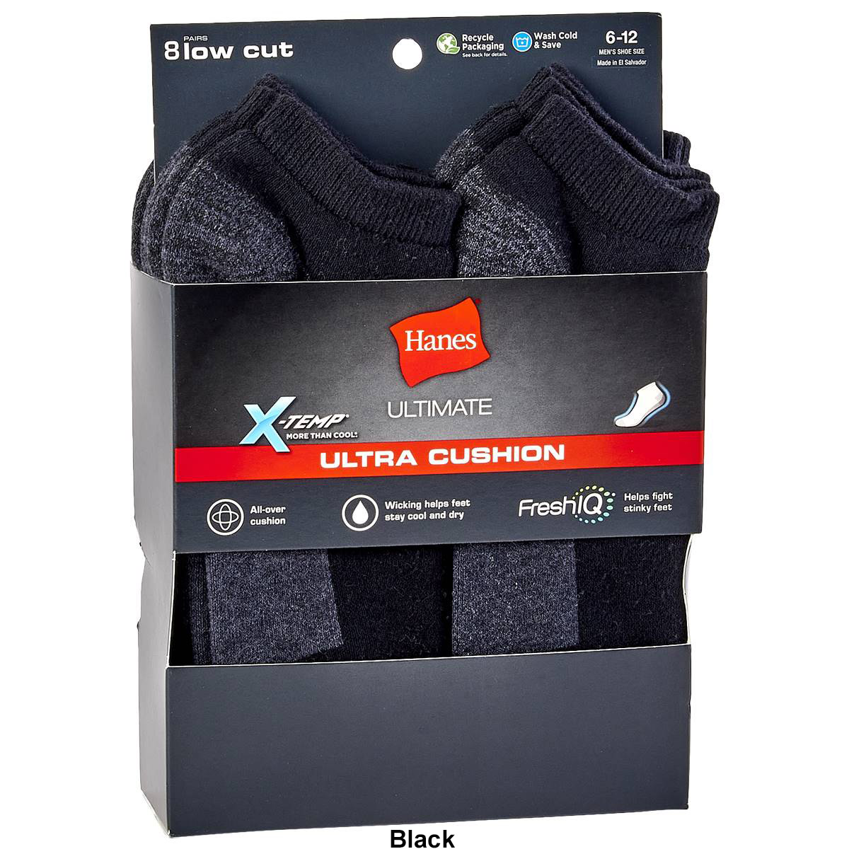 Mens Hanes(R) Ultimate(R) 8pk. Cushioned Low Cut Socks