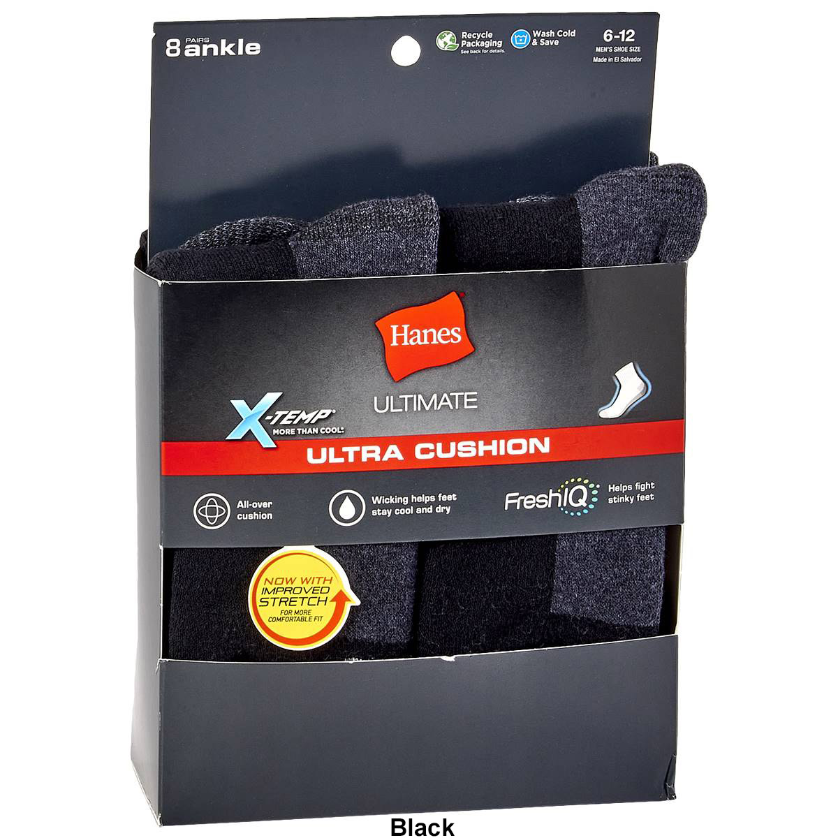 Mens Hanes(R) Ultimate(R) 8pk. Cushioned Ankle Socks