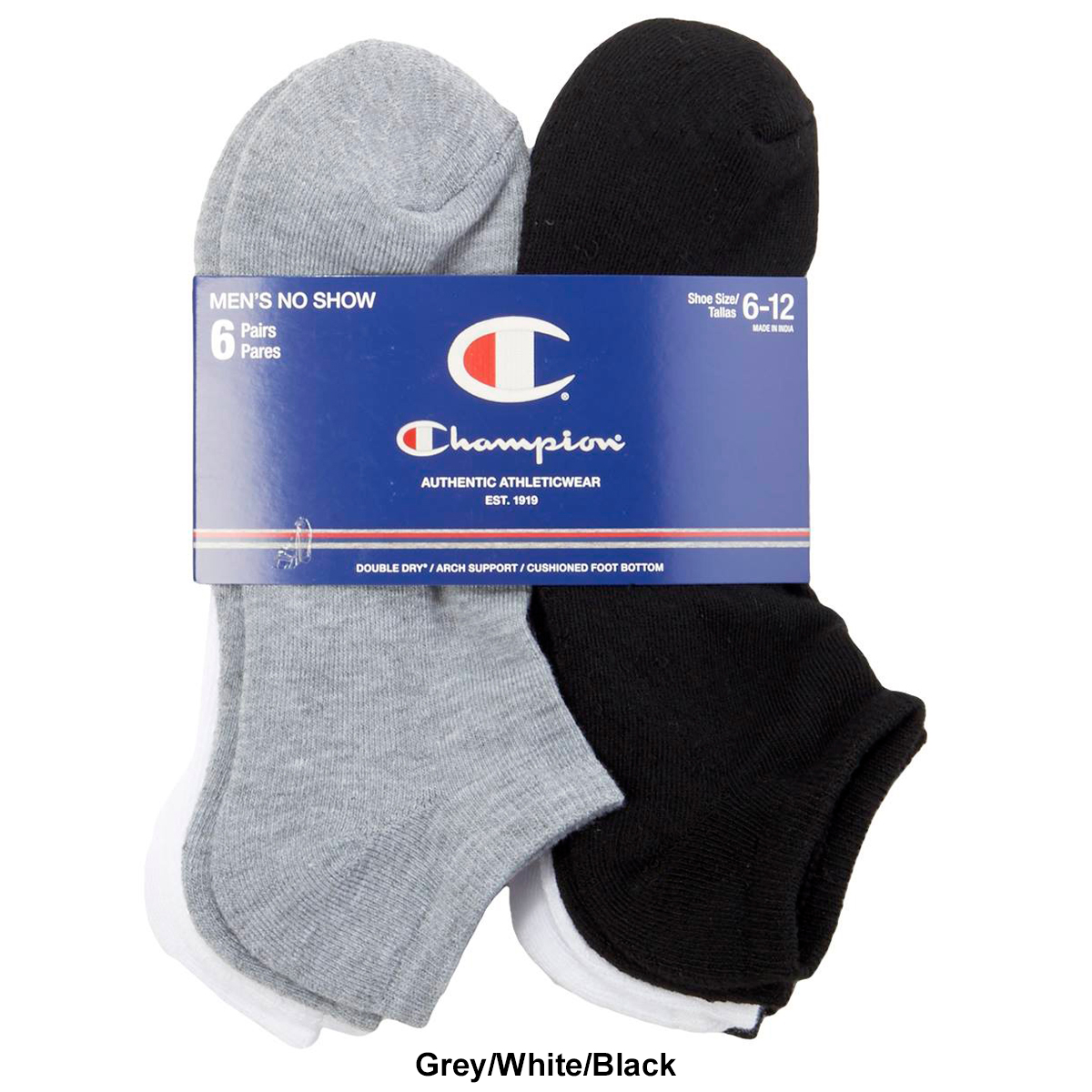 Mens Champion 6pk. No Show Socks