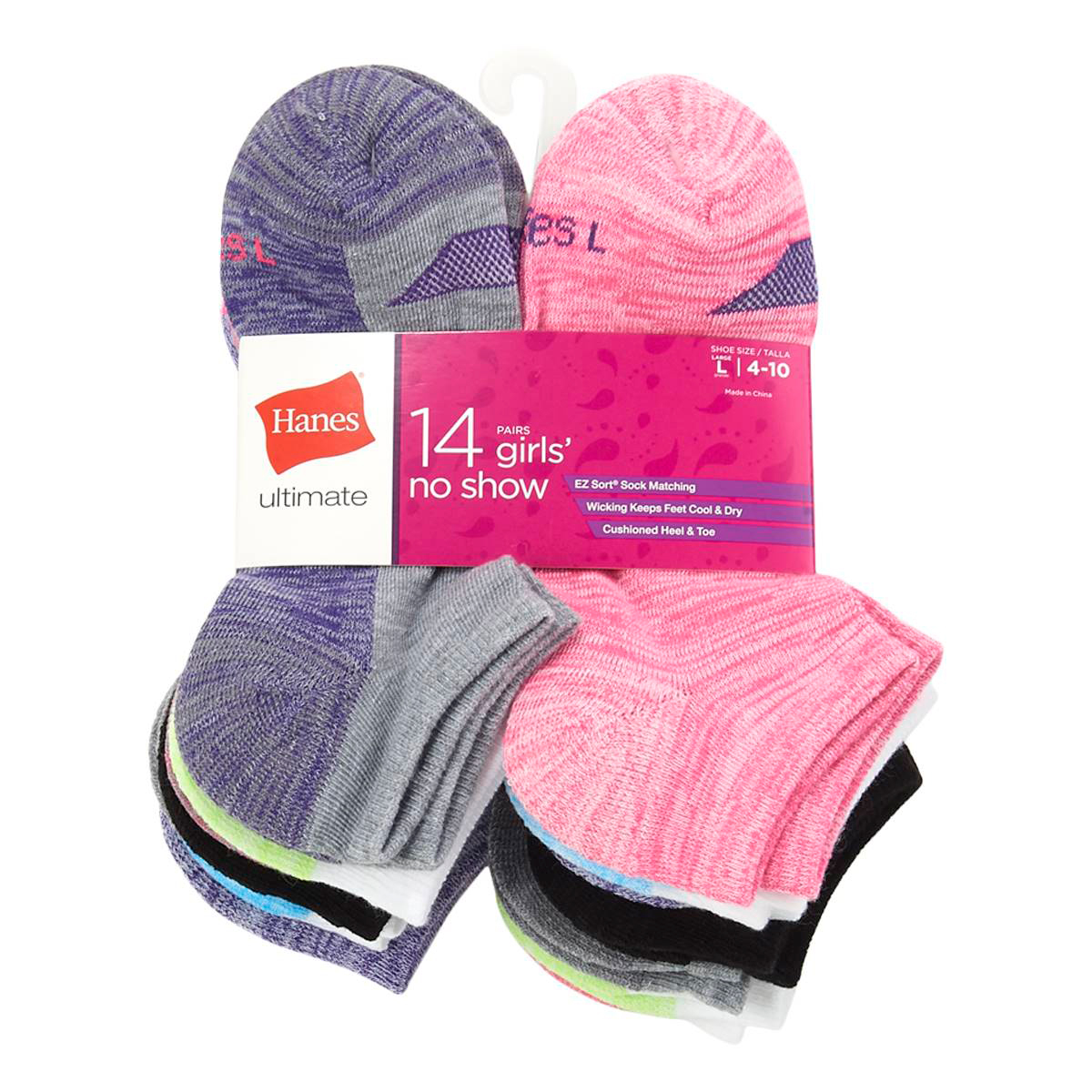 Girls Hanes Ultimate(R) 14pk. No Show Cool Comfort Socks