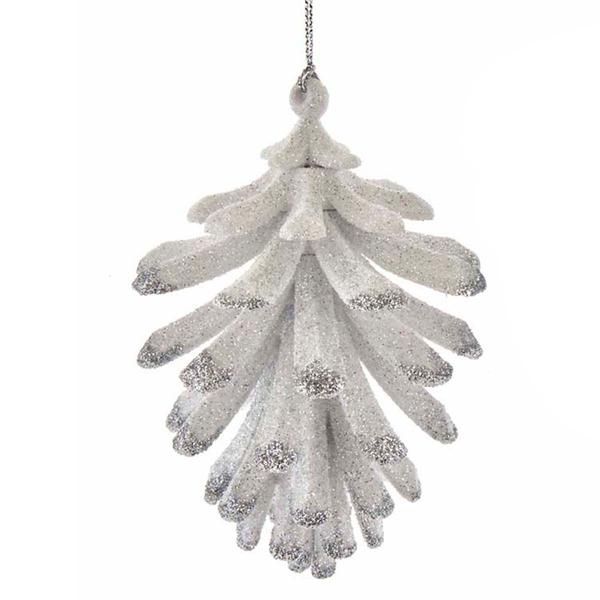 Kurt S. Adler Silver & White Pinecone Glitter Ornament