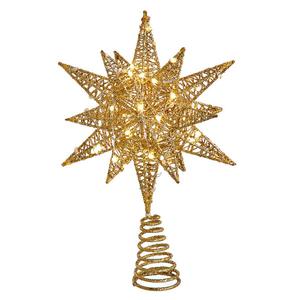 Kurt Adler Pre-Lit Twinkling LED Gold Starburst Tree Topper