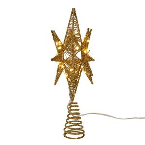 Kurt Adler Pre-Lit Twinkling LED Gold Starburst Tree Topper alternate view