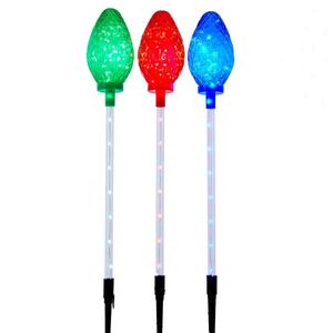 Kurt S. Adler 27.2in. LED Faceted C9 Yard Stakes - Set of 3