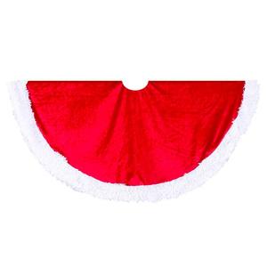 Kurt S. Adler 44in. Red Velvet Tree Skirt w/ White Trim
