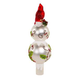 Kurt S. Adler 12in. Glass Holly & Cardinal Tree Topper alternate view