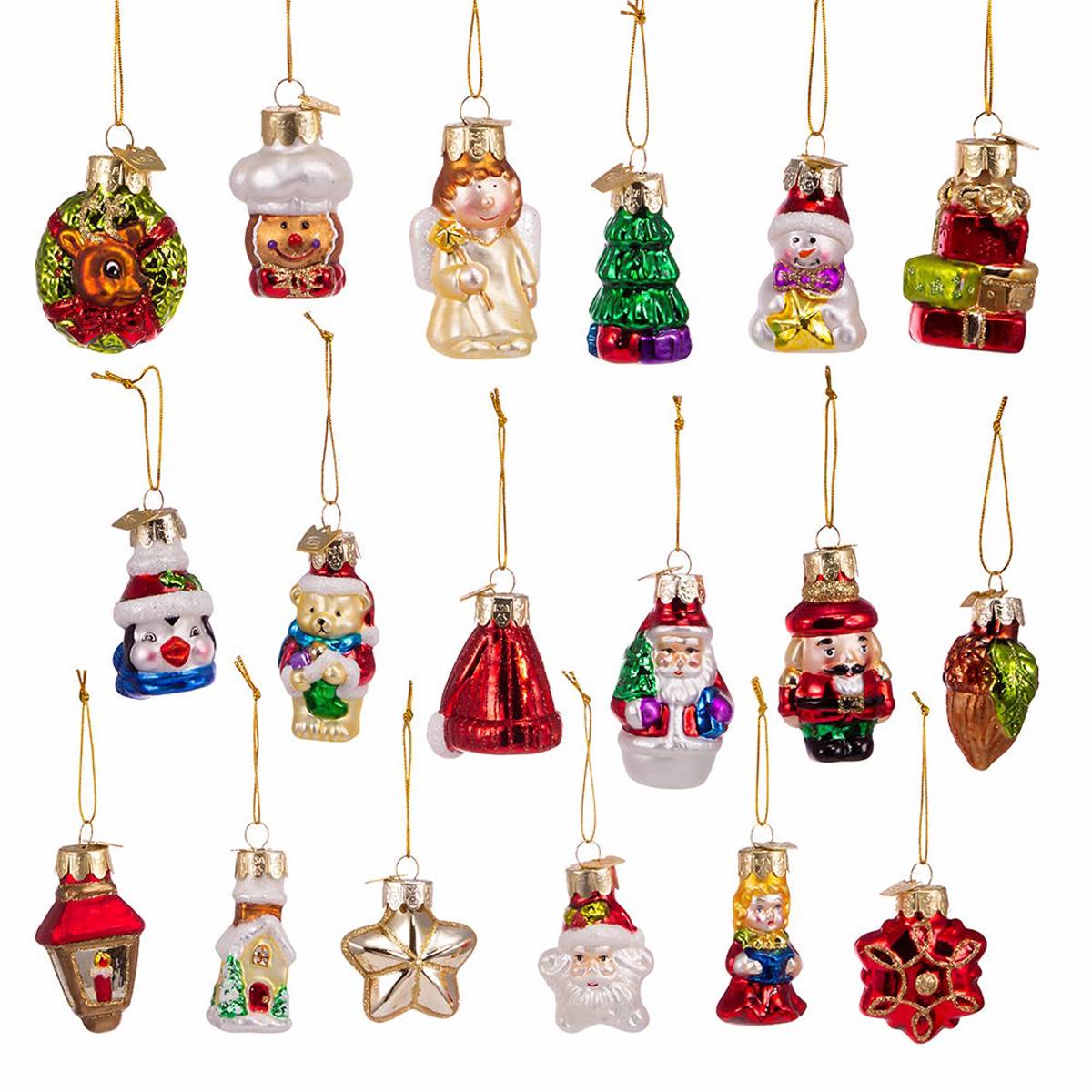 Kurt S. Adler 18pc. Mini Christmas Shaped Glass Ornaments Set