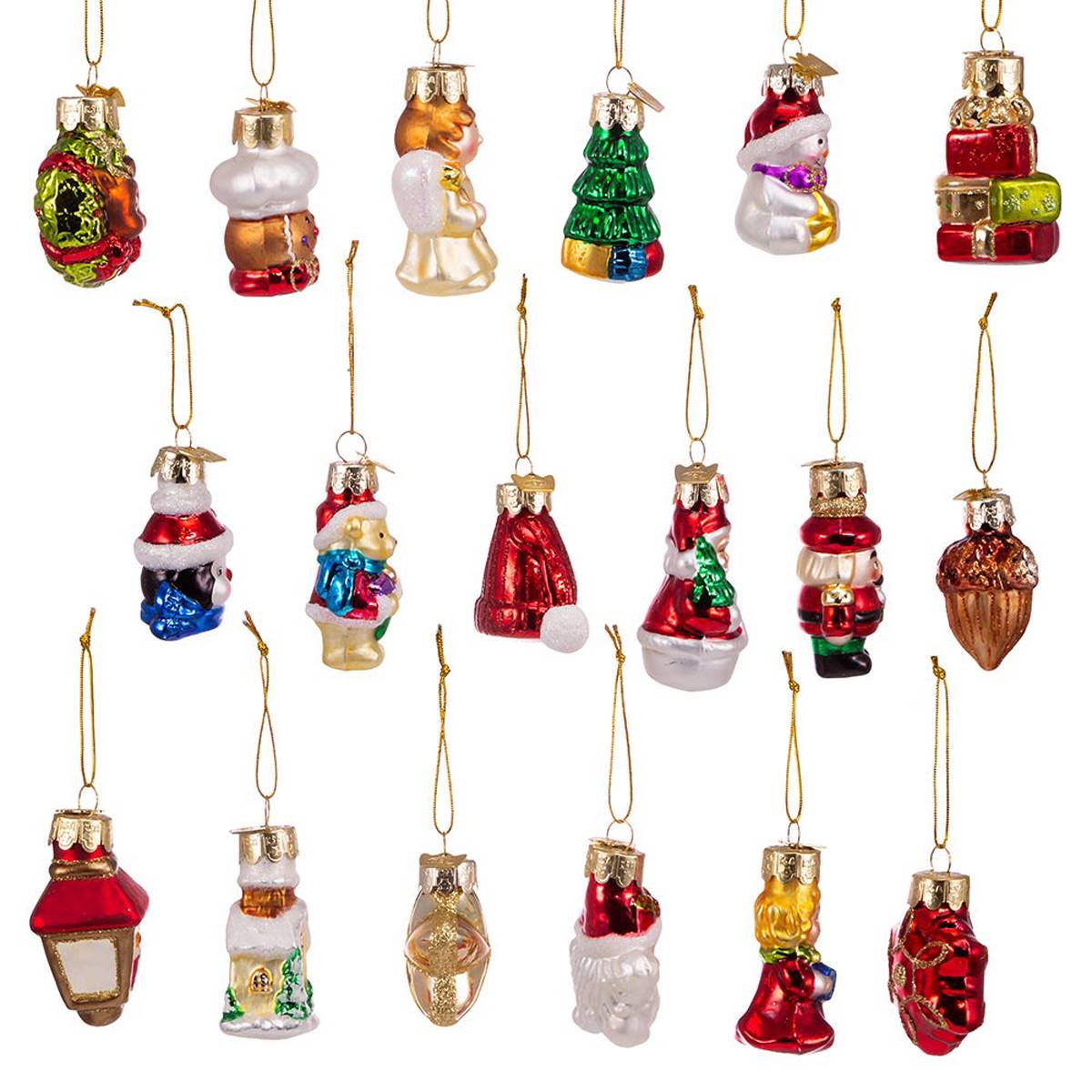 Kurt S. Adler 18pc. Mini Christmas Shaped Glass Ornaments Set