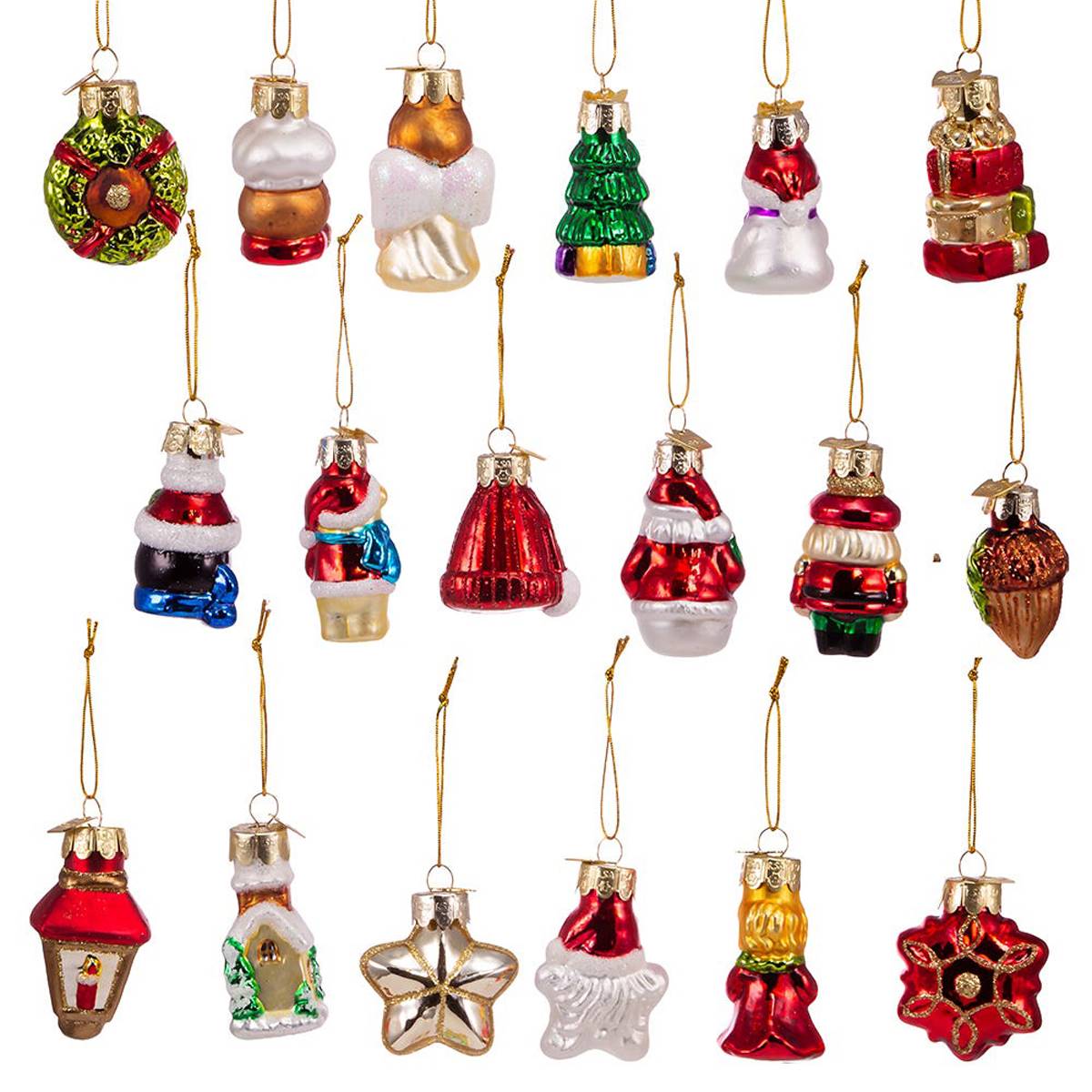 Kurt S. Adler 18pc. Mini Christmas Shaped Glass Ornaments Set