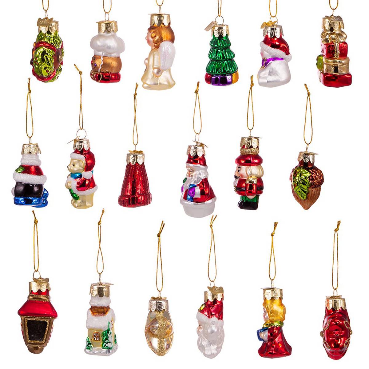 Kurt S. Adler 18pc. Mini Christmas Shaped Glass Ornaments Set