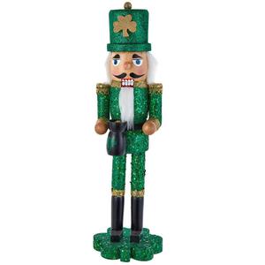 Kurt S. Adler 15in. Wooden Irish Nutcracker on Shamrock Base