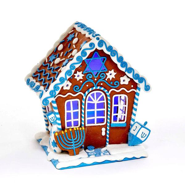 Kurt S. Adler 7in. LED Hanukkah Gingerbread House Table Piece