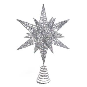 Kurt S. Adler 15.5in. Silver Glitter Wire 3D Star Tree Topper
