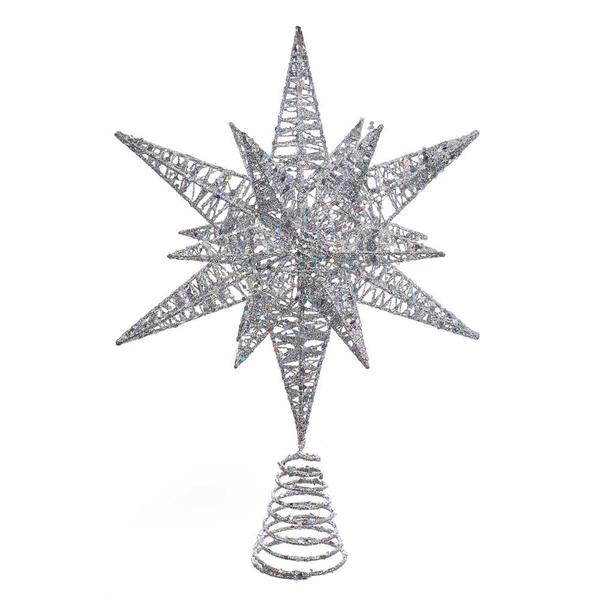 Kurt S. Adler 15.5in. Silver Glitter Wire 3D Star Tree Topper