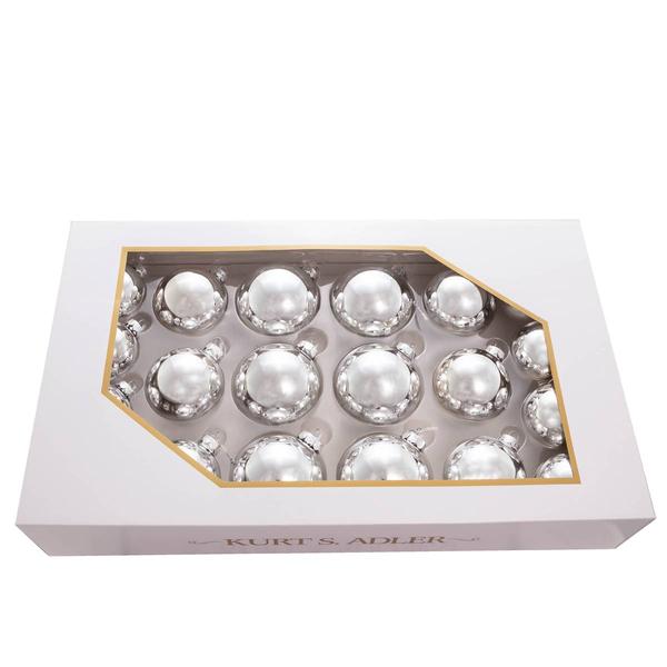 Kurt S. Adler 20pc. Shiny Silver Glass Ball Ornaments alternate view