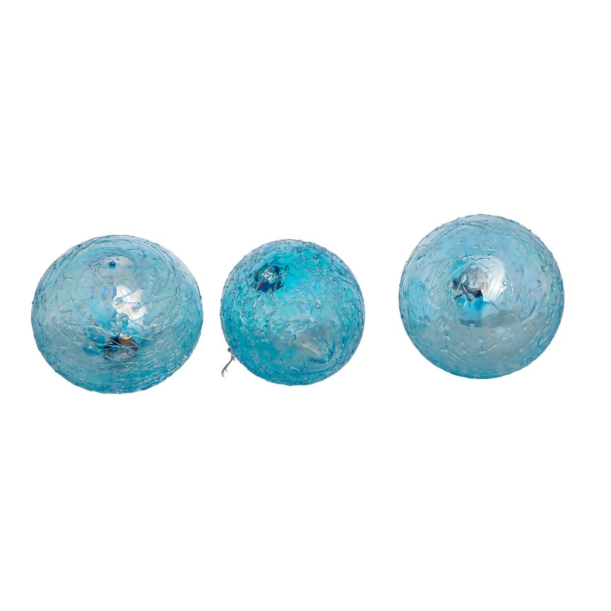 Kurt S. Adler 80MM Blue Glass Ball Ornaments - Set Of 3