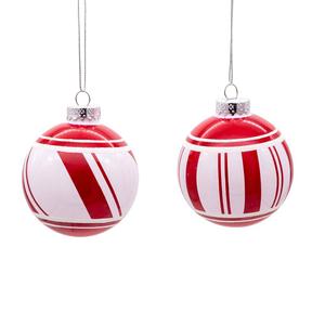 Kurt S. Adler 6pc. Red & White Glass Ball Ornaments Set