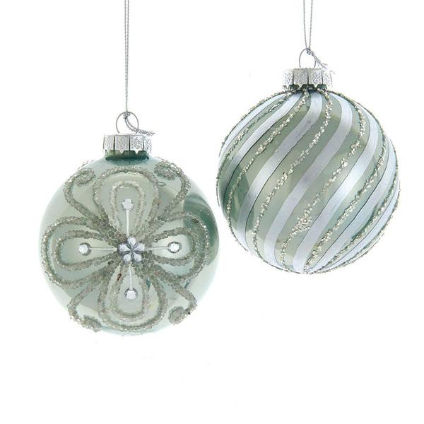 Kurt S. Adler 6pc. Silver Aqua Embellished Ball Ornaments Set