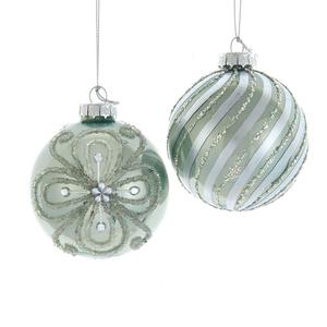 Kurt S. Adler 6pc. Silver Aqua Embellished Ball Ornaments Set