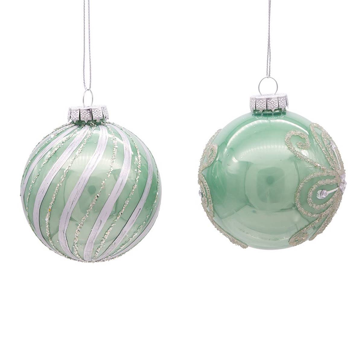 Kurt S. Adler 6pc. Silver Aqua Embellished Ball Ornaments Set